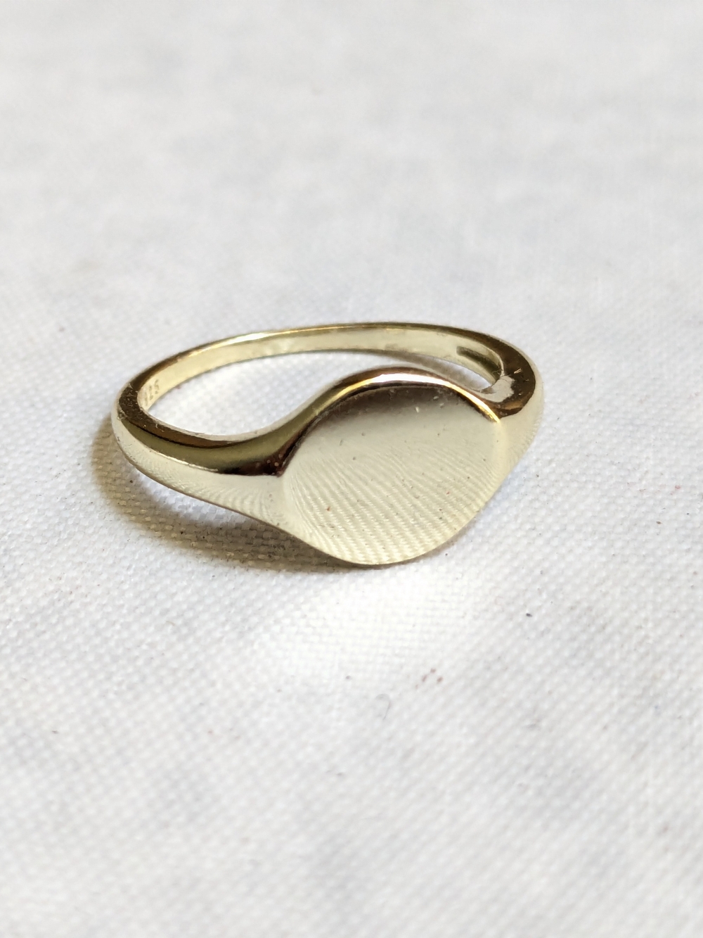 Classic Gold Signet Ring for Women Sterling Silver 7.5 Vermeil Round